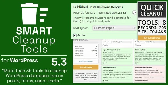 Smart Cleanup Tools 数据库清理优化重置WordPress插件[更正v5.3]